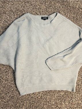 Express Light Gray Ribbed Scoopneck Sweater